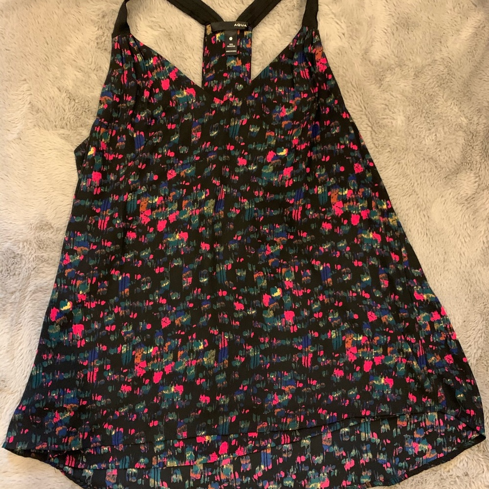 Aqua Flowy Floral Halter Blouse